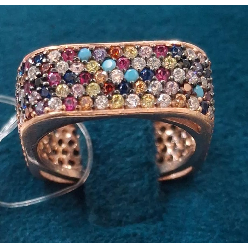 92.5 ITALIAN ROSE FINISH SILVER RING (FEMALE)